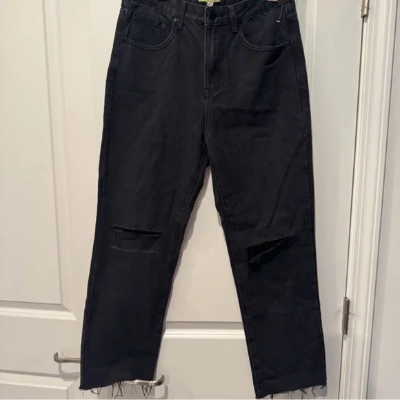 GIANNI BINI Stella black distressed straight leg jeans - Picture 6 of 8